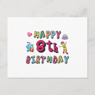 Cartão Postal Feliz aniversário de 8 anos. Desejos de aniversári