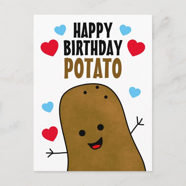 Cartão Postal Feliz Aniversário de Batata (Frente)