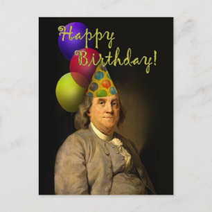 Cartão Postal Feliz Aniversário De Ben Franklin