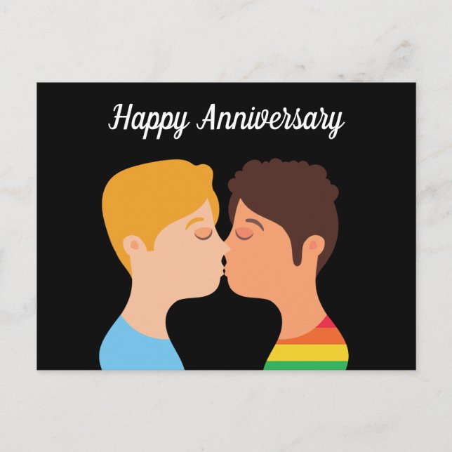 Cartão Postal Feliz Aniversário de Casamento Casal de Homens Gay (Frente)