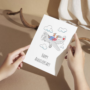 Cartão Postal Feliz Aniversário de Casamento Coração Vermelho Ca