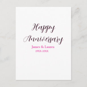 Cartão Postal Feliz aniversário de casamento nome data ano simpl