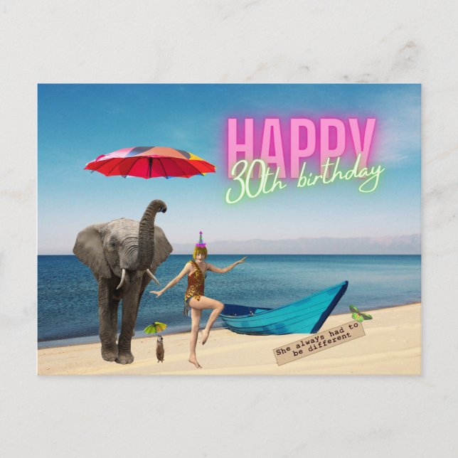 Cartão Postal Feliz aniversário de diversão de 30 e diversão (Frente)