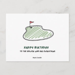 Cartão Postal Feliz aniversário de golfe para golfista que tem t