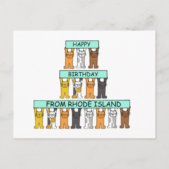 Cartão Postal Feliz aniversário de Rhode Island (Frente)