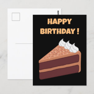 Cartão Postal Feliz Aniversário Delicioso Bolo de Chocolate