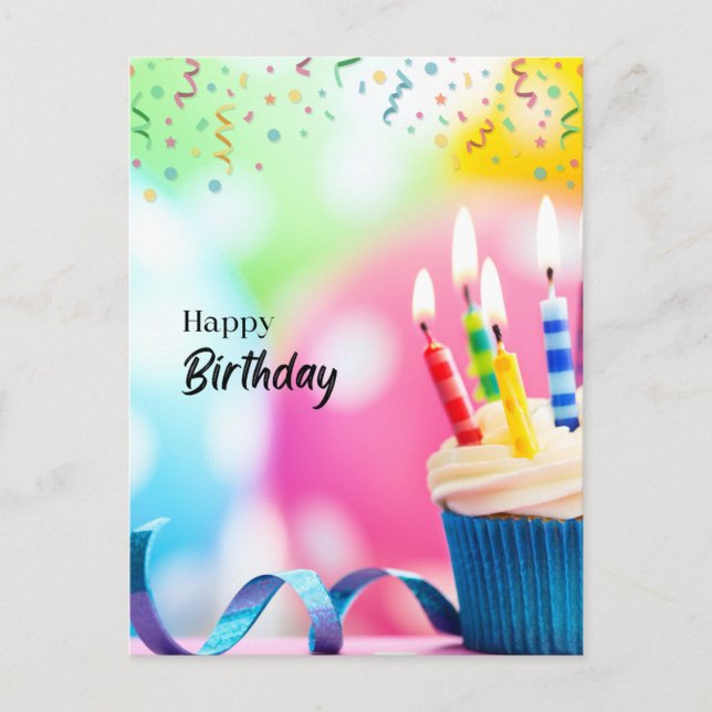 Cartão Postal Feliz aniversário desejando  (Frente)