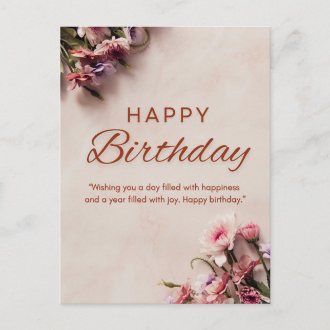 Cartão Postal Feliz aniversário desejando  (Frente)