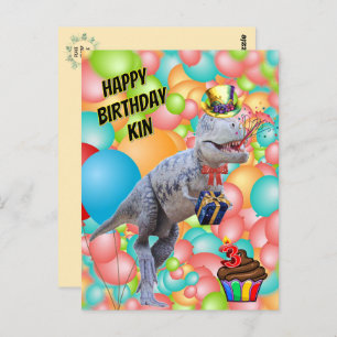 Cartão Postal Feliz aniversário, Dinossauro! (Personalizar Texto