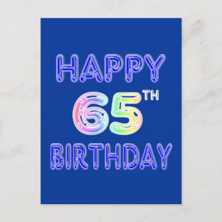 Cartão Postal Feliz aniversário do 65º aniversário em Balão Font