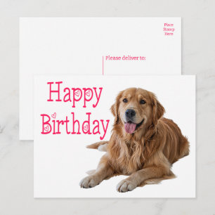 Cartão Postal Feliz Aniversário do Cachorro Feliz do Retriever d