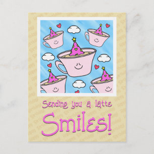 Cartão Postal Feliz Aniversário do Café da Latte