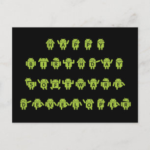 Cartão Postal Feliz Aniversário do Programador de Software (Bugd