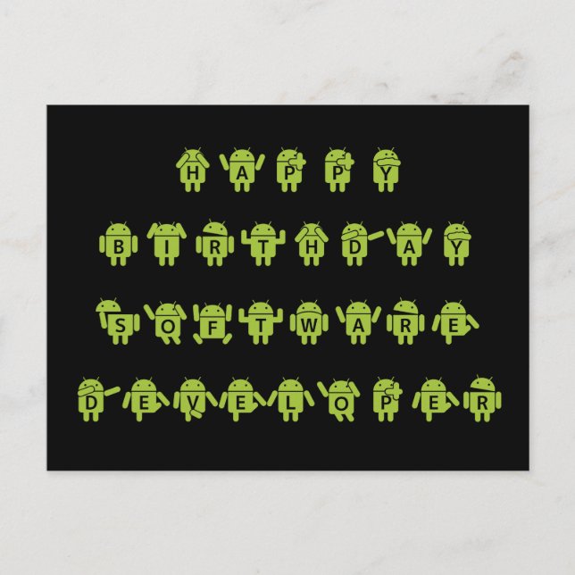 Cartão Postal Feliz Aniversário do Programador de Software (Bugd (Frente)