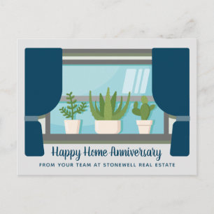 Cartão Postal Feliz Aniversário Doméstico Plantas de Janelas P