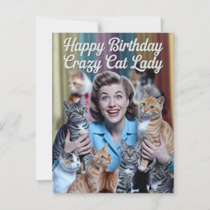 Cartão Postal Feliz Aniversário Dona Gata Louca