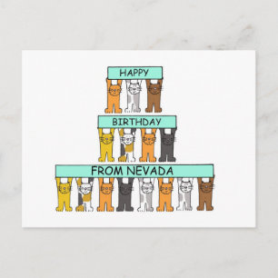 Cartão Postal Feliz aniversário dos gatos de cartoon de Nevada