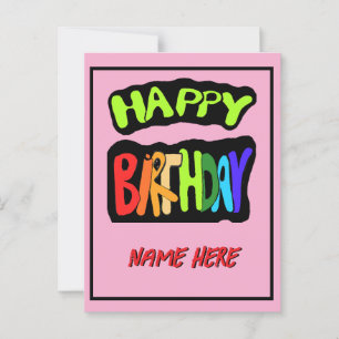Cartão Postal Feliz aniversário e personalizar nome
