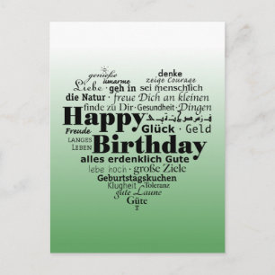 Cartão Postal Feliz aniversário em vários idiomas