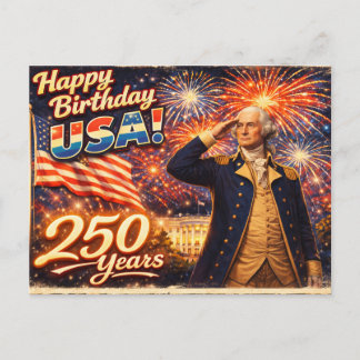 Cartão Postal Feliz Aniversário EUA George Washington