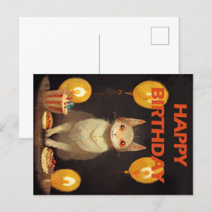 Cartão Postal Feliz Aniversário! - festa do gato
