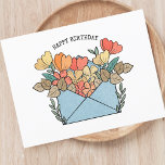 Cartão Postal Feliz Aniversário Flores Ilustradas<br><div class="desc">Comemore aniversários com um toque personalizado usando nosso cartão postal vibrante "Feliz Aniversário", com uma ilustração encantadora de um envelope transbordante adornado com flores florescentes. Expresse seus desejos calorosos ao personalizar este cartaz charmoso com sua própria mensagem sincera. Seja perto ou longe, envie seus cartões de aniversários com este cartão...</div>