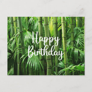 Cartão Postal Feliz Aniversário Floresta de Bambu Verde