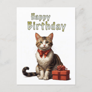 Cartão Postal feliz aniversário gato