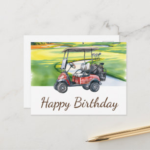 Cartão Postal Feliz Aniversário Golfista de Golfe Feliz