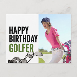 Cartão Postal Feliz Aniversário Golfista Feliz