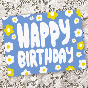 Cartão Postal FELIZ ANIVERSÁRIO Groovy Daisies ANIVERSÁRIO PERSO