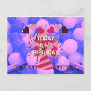 Cartão Postal Feliz Aniversário Hoje é o meu Aniversário Bal