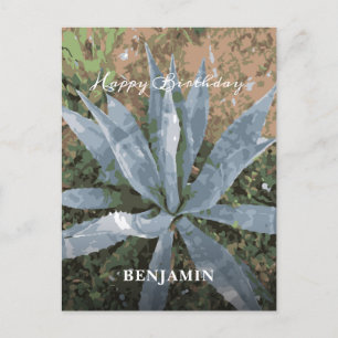 Cartão Postal Feliz Aniversário Homens Aquarela Plantas Personal