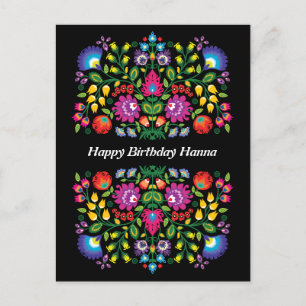 Cartão Postal Feliz Aniversário Incrível Folk Wycinanki