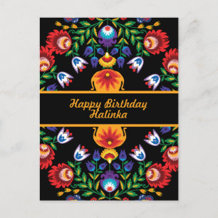 Cartão Postal Feliz Aniversário Incrível Povo Polonês Wycinanki 