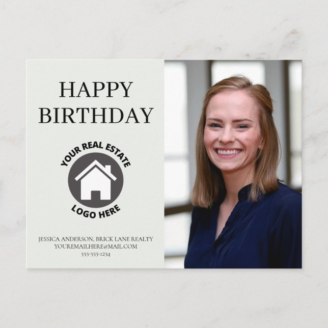 Cartão Postal Feliz Aniversário Informações de Contato Foto Imob (Frente)