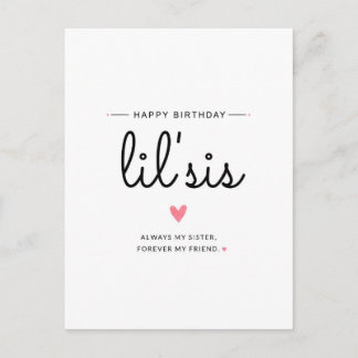 Cartão Postal Feliz Aniversário Irmã | Sempre Minha Irmã, Para S