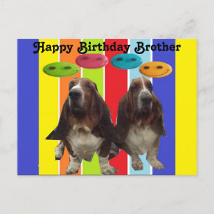 Cartão postal Feliz Aniversário Irmão Basset