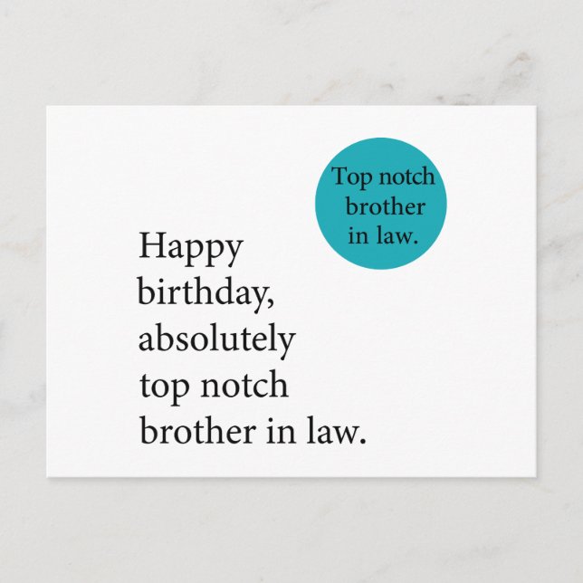 Cartão Postal Feliz aniversário irmão político excelente incríve (Frente)