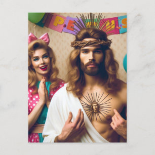 Cartão Postal Feliz Aniversário Jesus Colorido Divertido