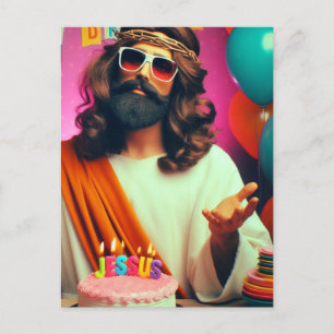 Cartão Postal Feliz Aniversário Jesus Colorido Divertido