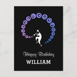 Cartão Postal Feliz Aniversário Legal Jazz Músico Blue Lilac