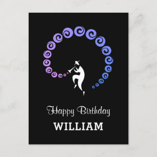 Cartão Postal Feliz Aniversário Legal Jazz Músico Blue Lilac