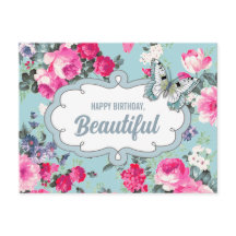 Feliz Aniversário, Linda. Flores e borboletas