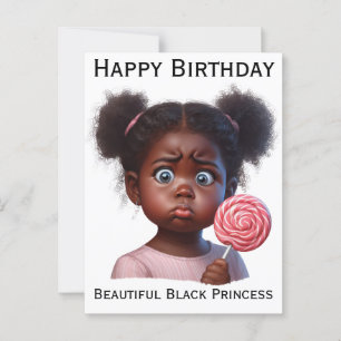 Cartão Postal Feliz aniversário, linda menina, princesa negra