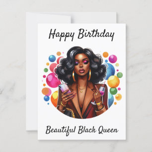 Cartão Postal Feliz Aniversário Linda Rainha Negra Irmã Melanina