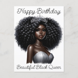 Cartão Postal Feliz aniversário linda rainha negra melanina sist