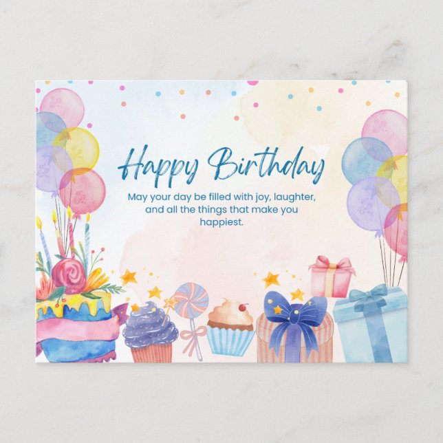 Cartão Postal Feliz aniversário lindo (Frente)