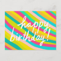 FELIZ ANIVERSÁRIO Listras de Arco-íris Coloridas,