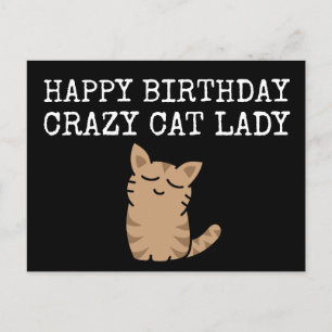 Cartão Postal Feliz Aniversário Louca das Gatas